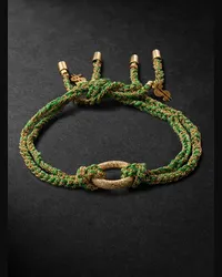 Carolina Bucci Bracciale in oro, seta e lurex Lucky Money Verde