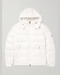 Moncler Piumino trapuntato in shell lucido con cappuccio e logo applicato Maya Bianco