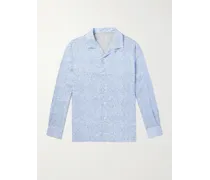 Camicia in lino con stampa paisley e colletto aperto