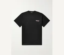 Balenciaga Oversized Logo-Print Cotton-Jersey T-Shirt Nero