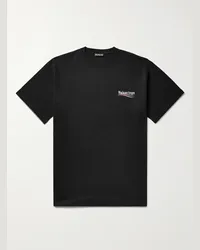 Balenciaga Oversized Logo-Print Cotton-Jersey T-Shirt Nero