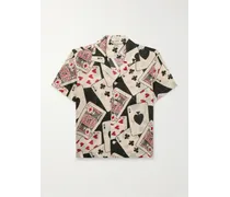 Camicia in voile stampato con colletto aperto Ace of Spades