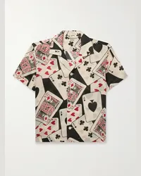 BODE Camicia in voile stampato con colletto aperto Ace of Spades Neutri