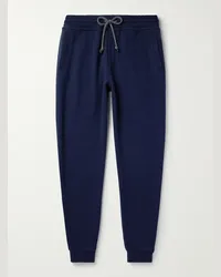 Brunello Cucinelli Pantaloni sportivi a gamba affusolata in misto cashmere Blu