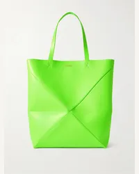 Loewe Tote bag grande in pelle a pannelli Puzzle Verde