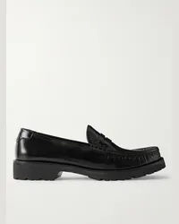 Saint Laurent Mocassini in pelle con logo applicato Le Loafer Monogram Nero