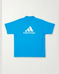 Balenciaga adidas T-shirt oversize in jersey di cotone con logo stampato Blu