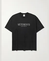 VETEMENTS T-shirt in jersey di cotone con cristalli Nero