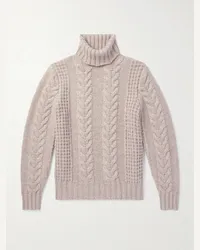 Brunello Cucinelli Pullover a collo alto in cashmere a trecce Marrone