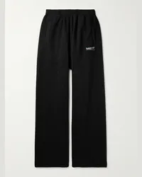 Balenciaga Pantaloni sportivi a gamba dritta in jersey di cotone con logo ricamato Nero