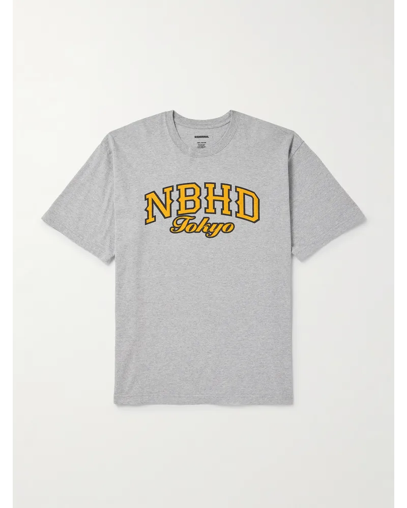 Neighborhood T-shirt in jersey di cotone con logo Grigio