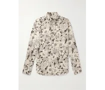 Camicia in lyocell floreale con collo button-down