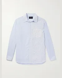 Simone Rocha Camicia in popeline di cotone a righe e pizzo Blu