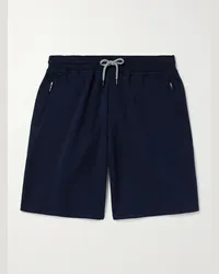 Brunello Cucinelli Shorts a gamba dritta in jersey di misto cotone con coulisse Blu