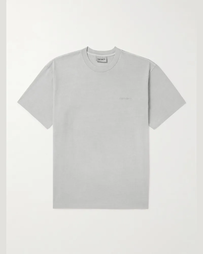 Carhartt WIP T-shirt in jersey di cotone tinta in capo con logo ricamato Duster Grigio