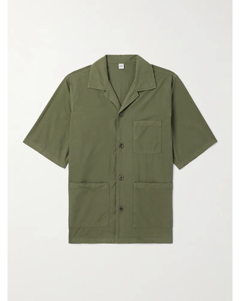 ASPESI Camicia in popeline di cotone con colletto aperto Verde