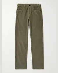 Canali Pantaloni slim-fit a gamba dritta in velluto a coste di cotone e modal stretch Verde