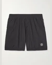 Stone Island Shorts da mare medi a gamba dritta in Nylon Metal con logo applicato Blu