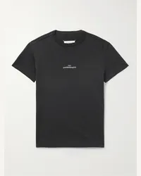 Maison Margiela T-shirt in jersey di cotone con logo ricamato Nero