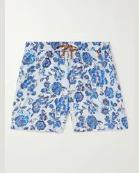 Loro Piana Shorts da mare lunghi a gamba dritta con stampa floreale Blu