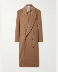 Loewe Cappotto doppiopetto oversize in misto lama e lana spazzolato Marrone