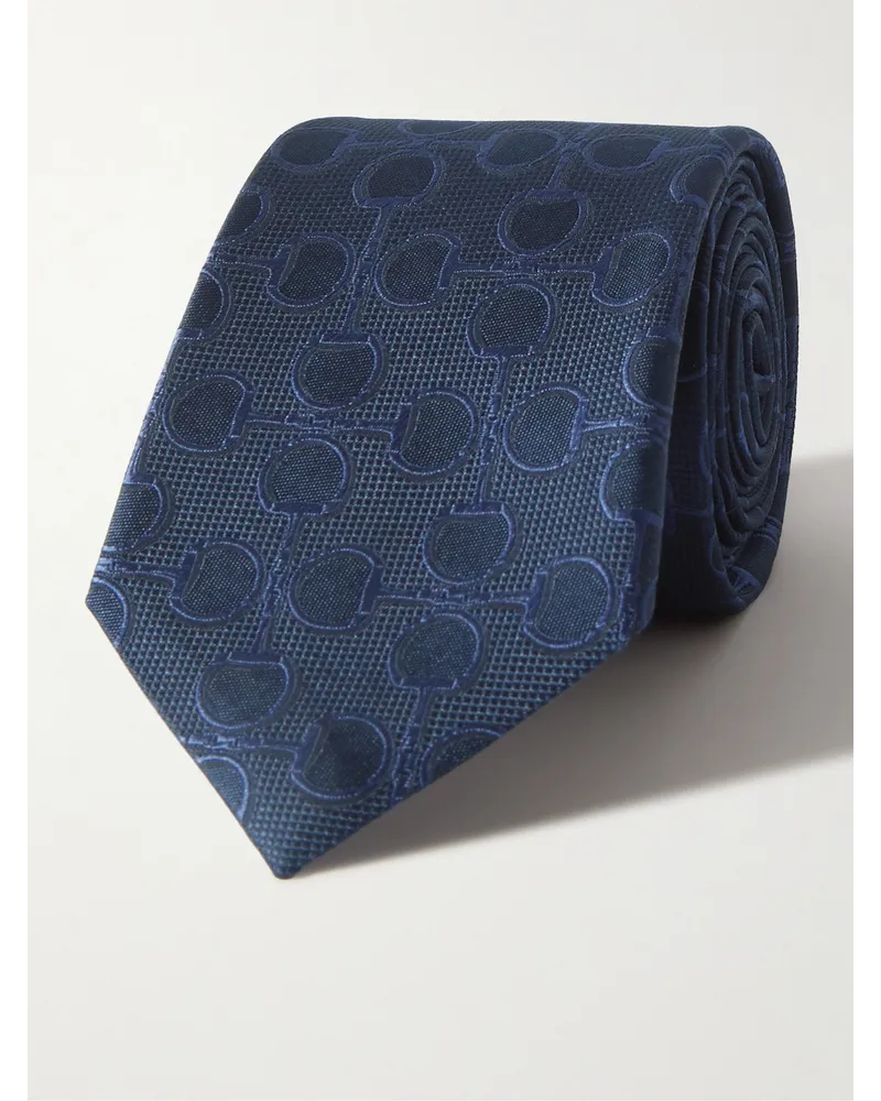 Gucci Cravatta in seta jacquard con Morsetto, 7,5 cm Blu