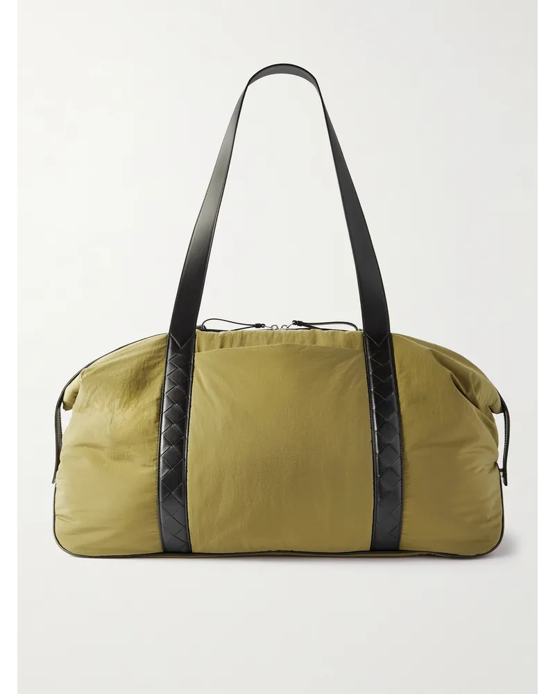 Bottega Veneta Borsone in shell con finiture in pelle Verde