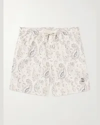 Brunello Cucinelli Shorts da mare a gamba dritta con stampa paisley Blu