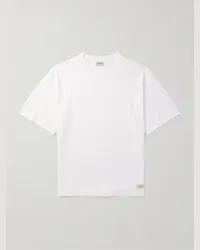 Saint Laurent T-shirt in jersey di misto cotone e modal con logo applicato Bianco