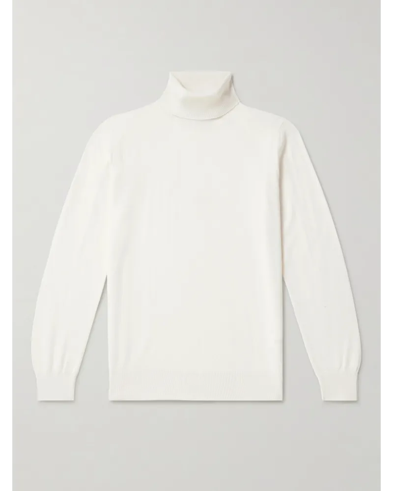 Canali Pullover slim-fit a collo alto in cashmere Bianco