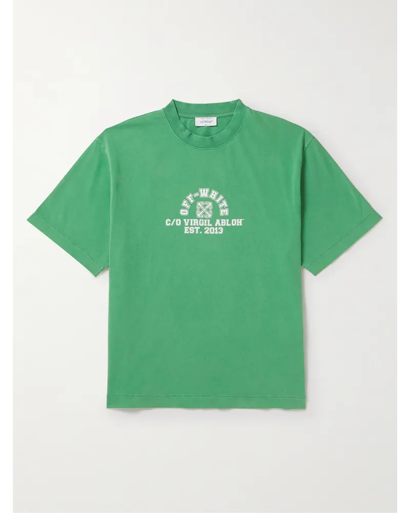 OFF-WHITE T-shirt in jersey di cotone con logo Verde