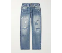 Jeans a gamba dritta effetto invecchiato