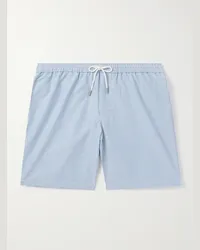 Club Monaco Shorts da mare medi a gamba dritta in seersucker a righe Bo Blu