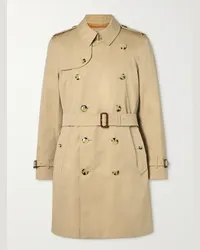 Burberry Trench doppiopetto in gabardine di cotone con cintura Kensington Neutri