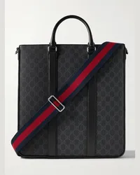 Gucci Tote bag in tela spalmata con monogramma e finiture in pelle Nero