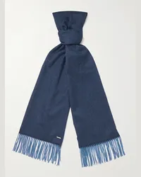 Loro Piana Sciarpa in cashmere con frange Elite Blu