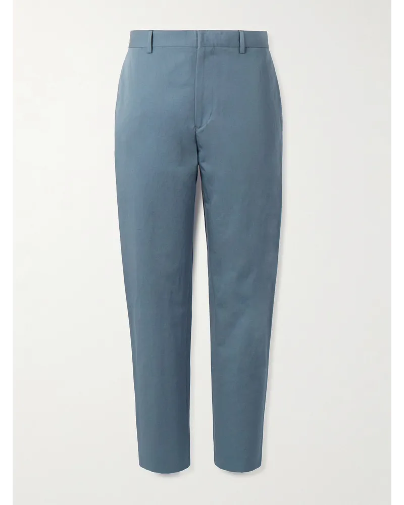 Paul Smith Pantaloni a gamba dritta in misto cotone e lino Blu