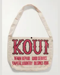 KAPITAL Tote bag in twill di cotone con stampa Kountry Factory Neutri