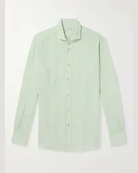 Boglioli Camicia in lino con collo alla francese Verde