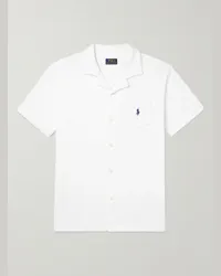 Ralph Lauren Camicia in spugna di cotone con logo ricamato e colletto aperto Bianco