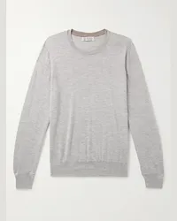 Brunello Cucinelli Pullover in misto cashmere e seta Grigio