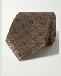 Gucci Cravatta in seta con logo jacquard, 7 cm Marrone