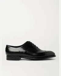 Edward Green Scarpe Oxford in pelle brunita modello cap toe Chelsea Nero