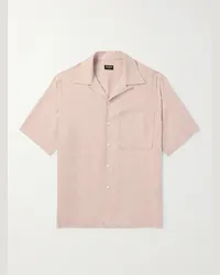 Ermenegildo Zegna Camicia in lino Oasi con colletto aperto Arancione