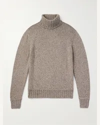 Ermenegildo Zegna Pullover a collo alto in misto cashmere Oasi e seta Marrone