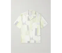 Camicia in popeline di cotone stampato con colletto convertibile