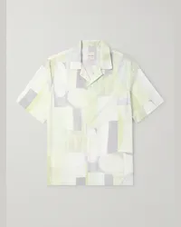 Paul Smith Camicia in popeline di cotone stampato con colletto convertibile Verde