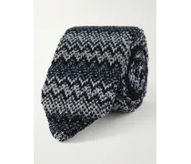 Missoni Cravatta in misto seta e lana crochet, 8,5 cm Blu