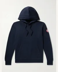 Canada Goose Felpa in jersey di cotone biologico con cappuccio e logo applicato Huron Blu