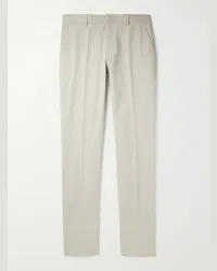 Ermenegildo Zegna Pantaloni a gamba dritta in twill di cotone stretch Neutri